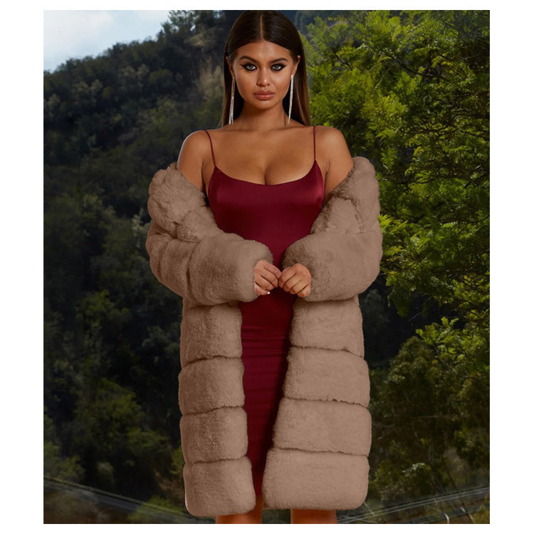 Plush Long Faux Fur Windbreaker Coat