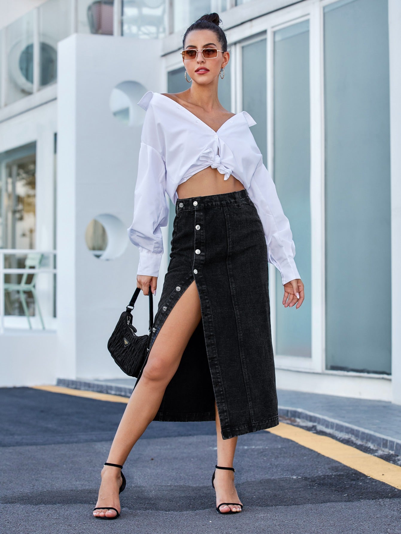 Cowboy Carter-Inspired High-Slit Denim Midi Skirt – Western Chic Meets Street Style