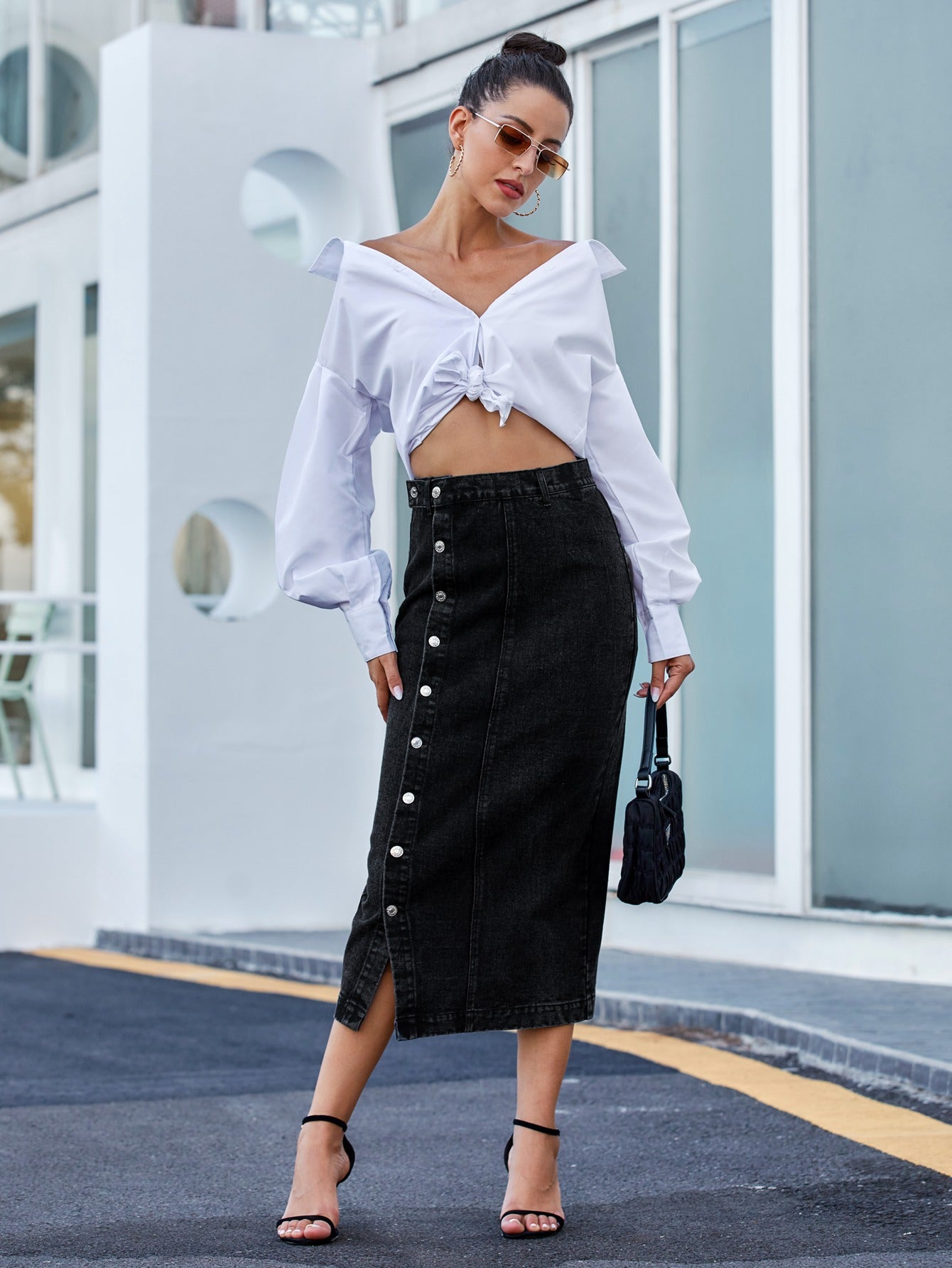 Cowboy Carter-Inspired High-Slit Denim Midi Skirt – Western Chic Meets Street Style