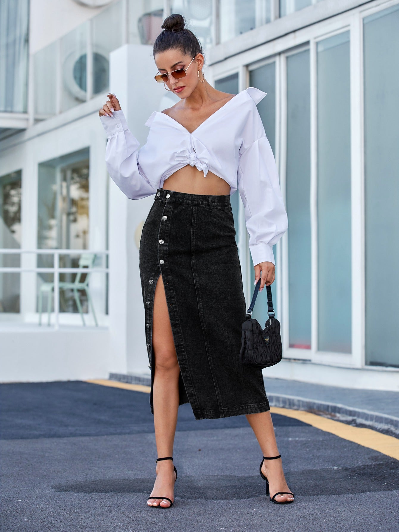 Cowboy Carter-Inspired High-Slit Denim Midi Skirt – Western Chic Meets Street Style