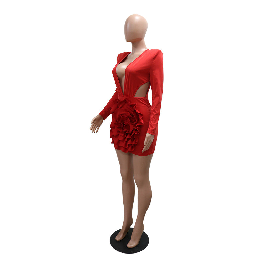 Sexy Cutout Dress with 3D Accents