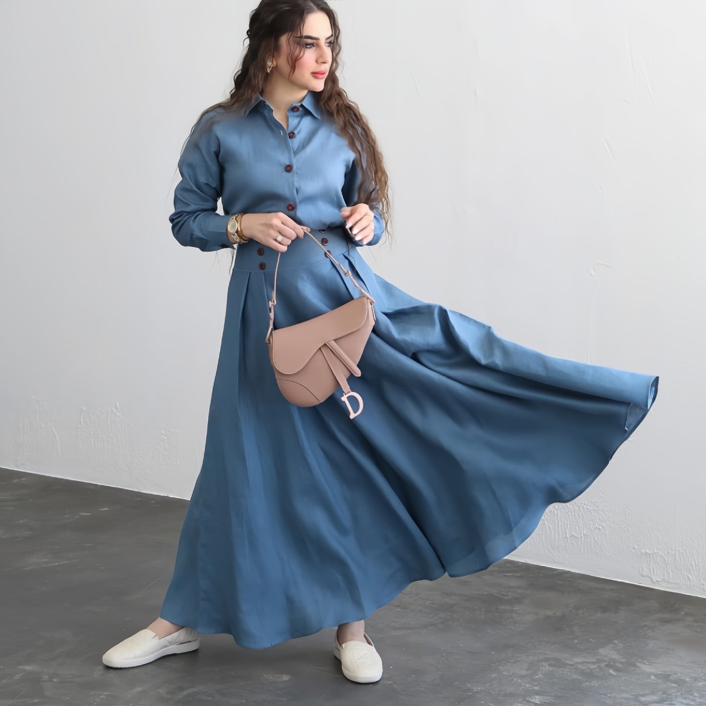 Long Sleeve Linen Shirt and Maxi Skirt: A Classic Duo