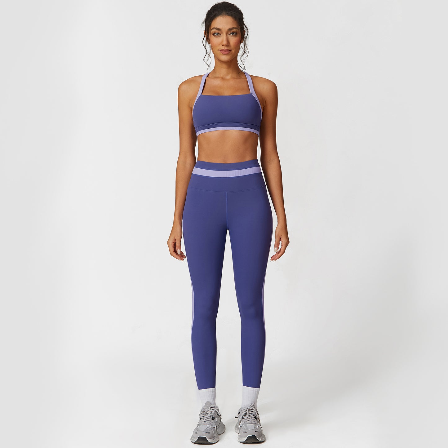 Contrast Color Sports Bra Outdoor Running Fitness Yoga Wear Suit