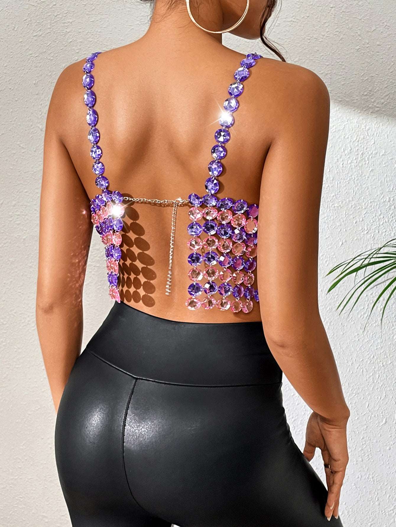 Jenna's Gem Stitching Backless Tops