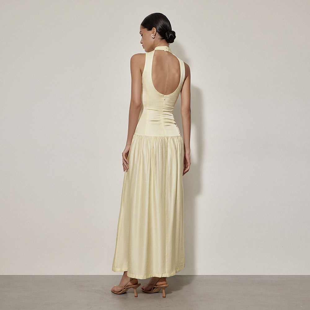 Satin Backless Slim Fit Maxi Dress