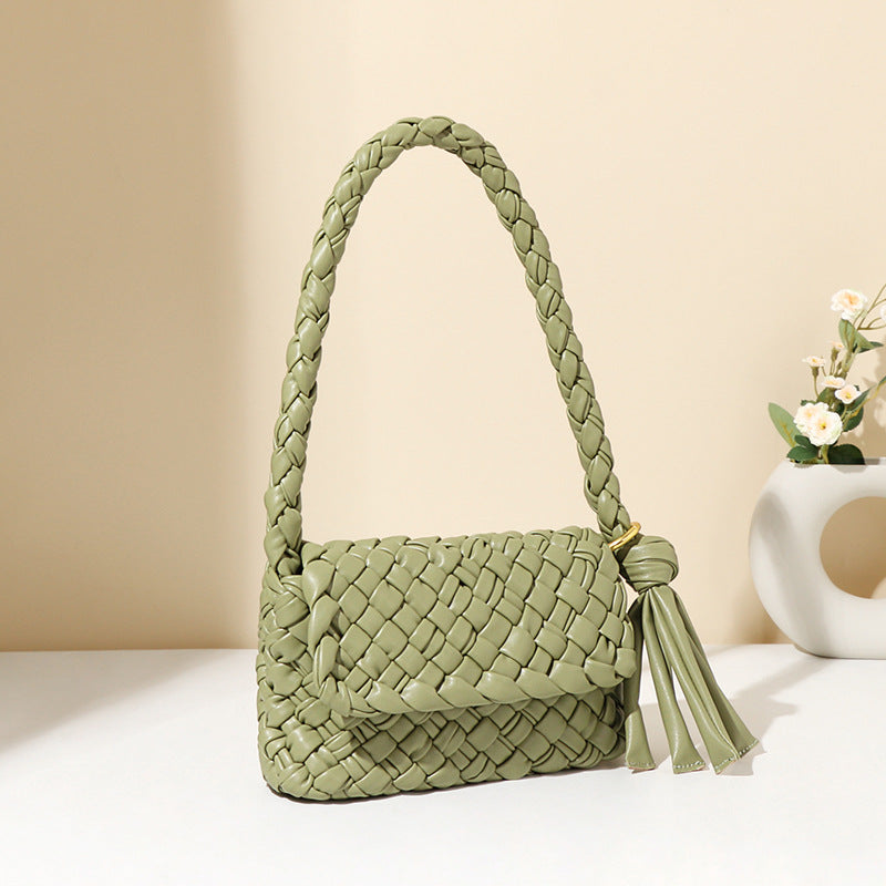 Original Handmade Asymmetric Woven Bag – Elegant One Shoulder Underarm Tote