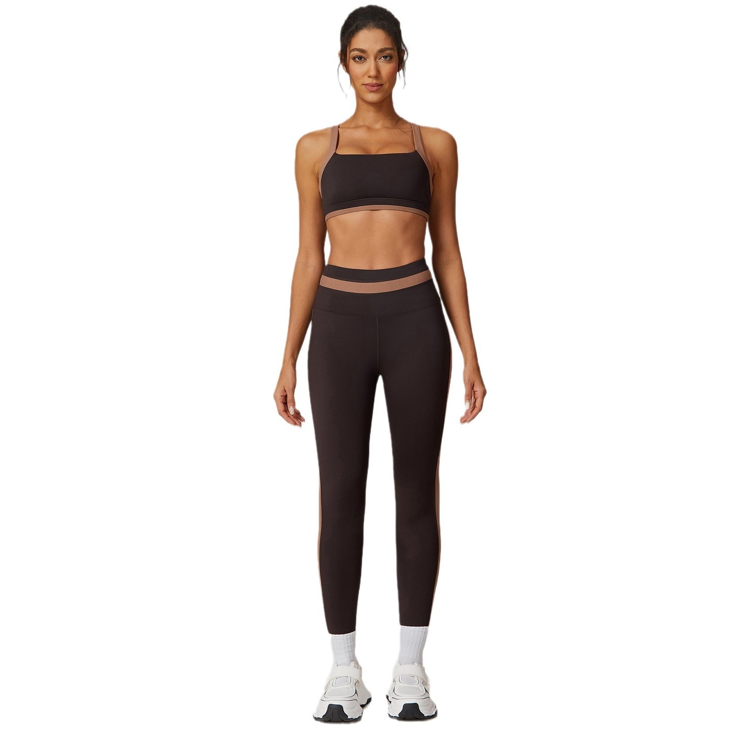 Contrast Color Sports Bra Outdoor Running Fitness Yoga Wear Suit