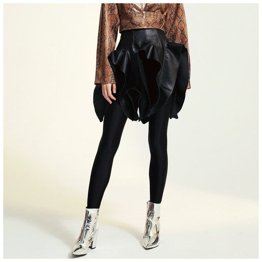 Trendy Asymmetric Faux Leather Skirt