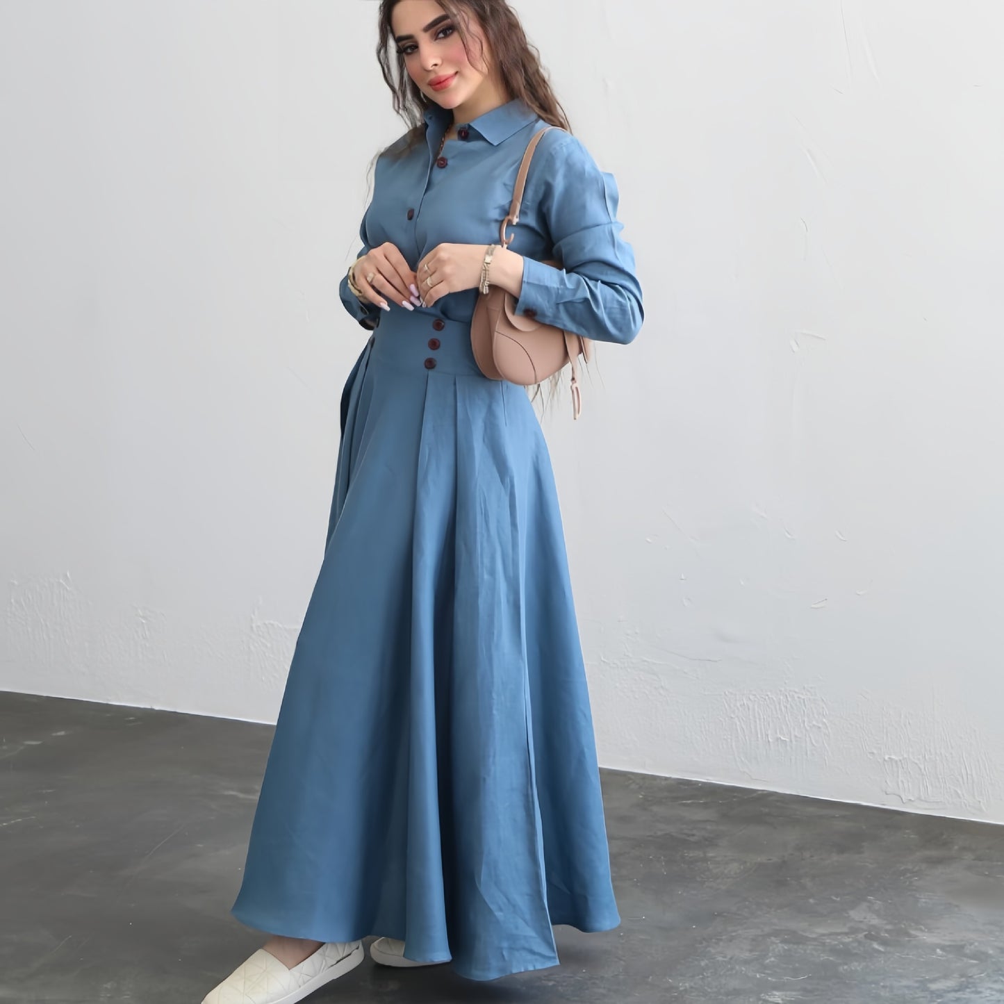 Long Sleeve Linen Shirt and Maxi Skirt: A Classic Duo