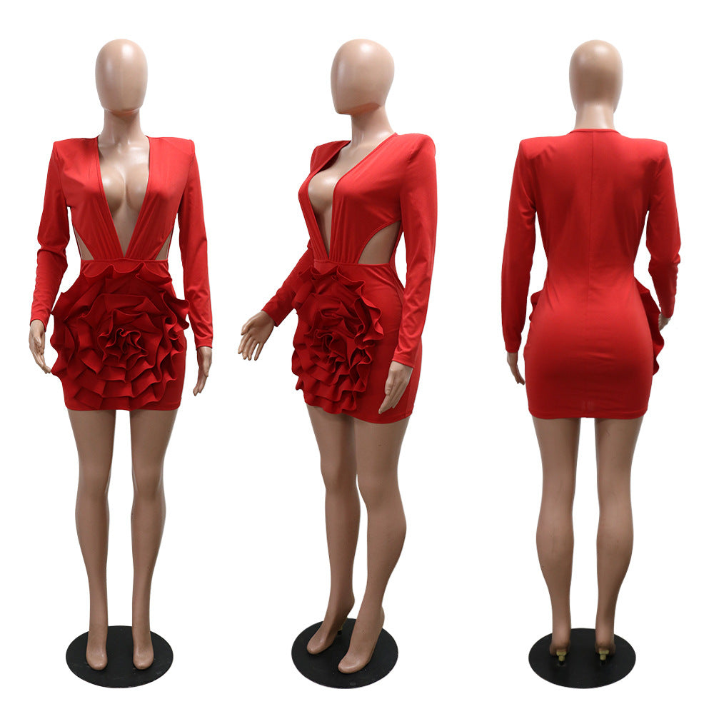 Sexy Cutout Dress with 3D Accents