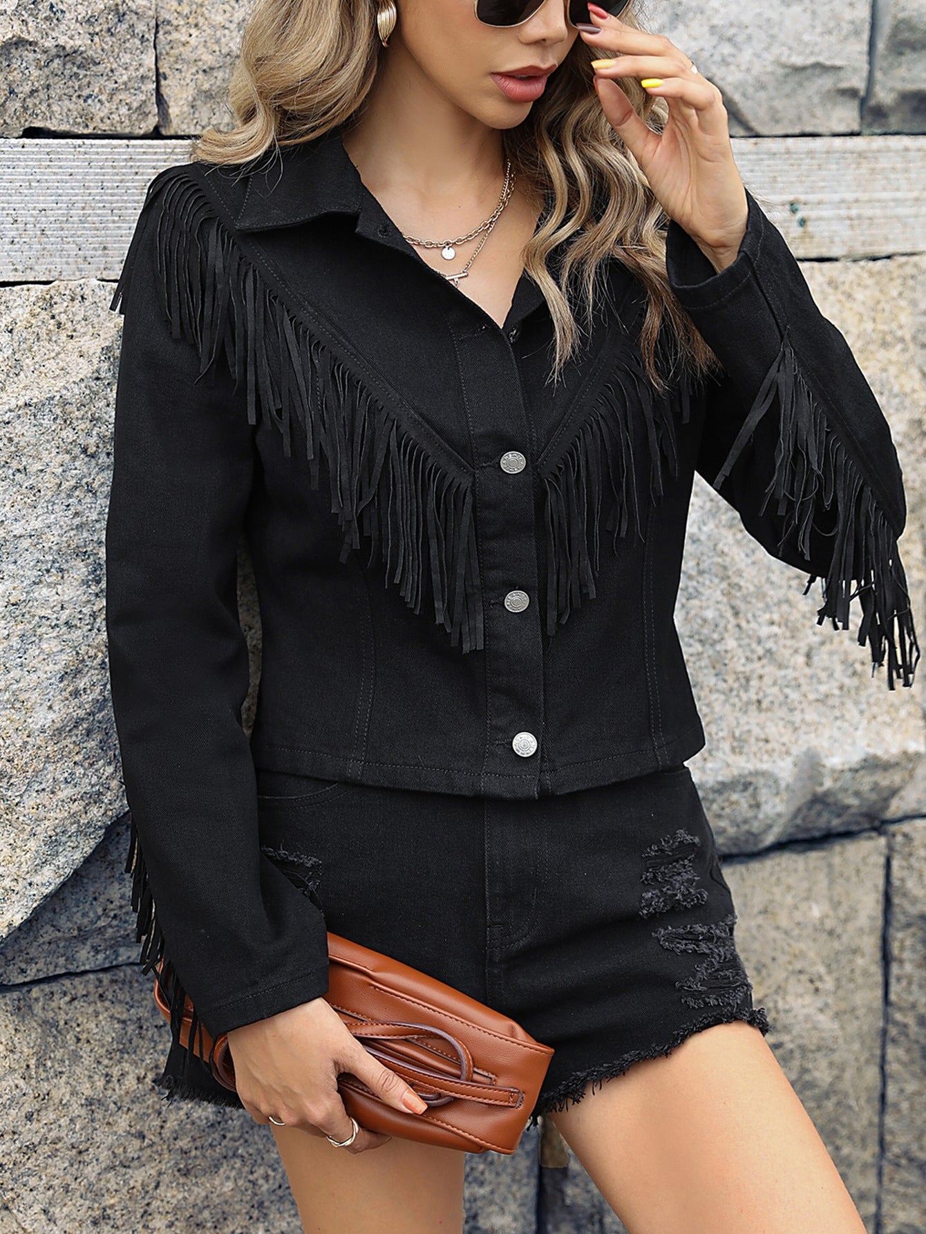 Tassel Design Denim Coat – Casual Western Chic