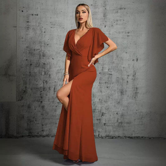 Celeste V-Neck Butterfly Sleeve Maxi Dress