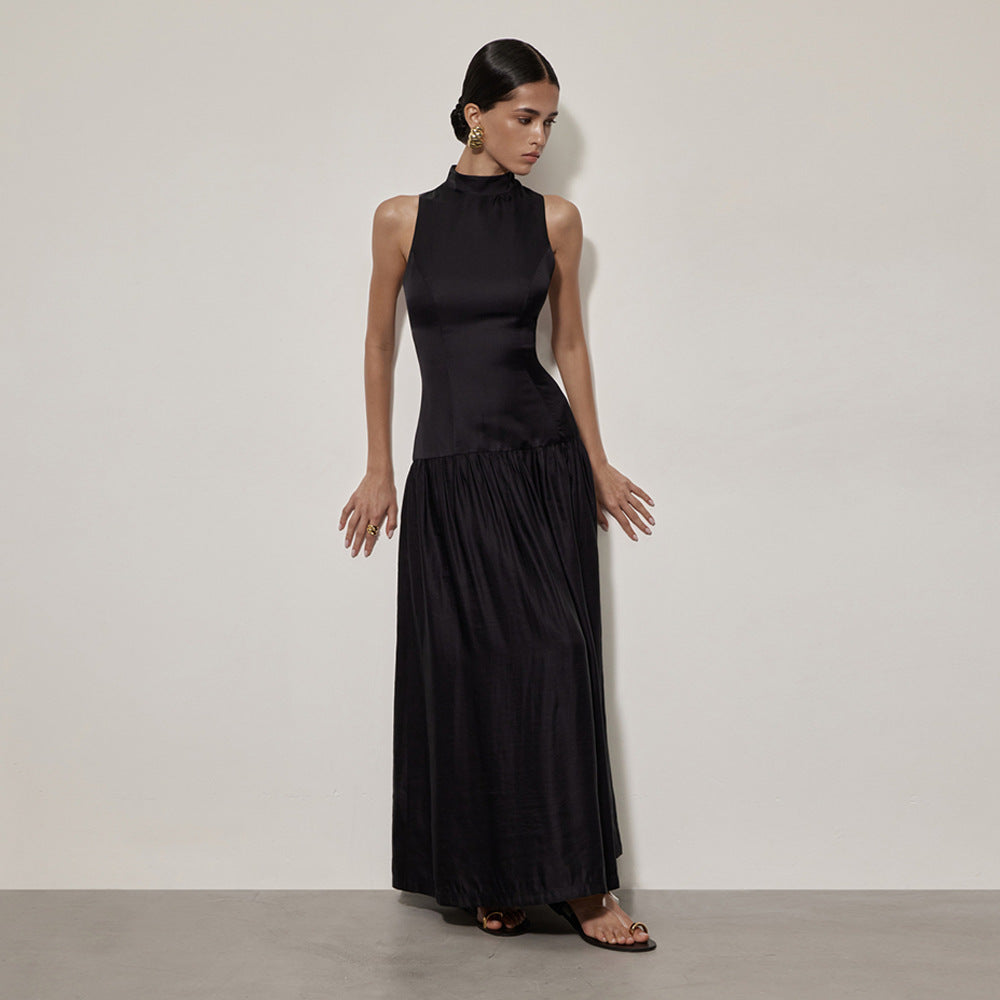 Satin Backless Slim Fit Maxi Dress