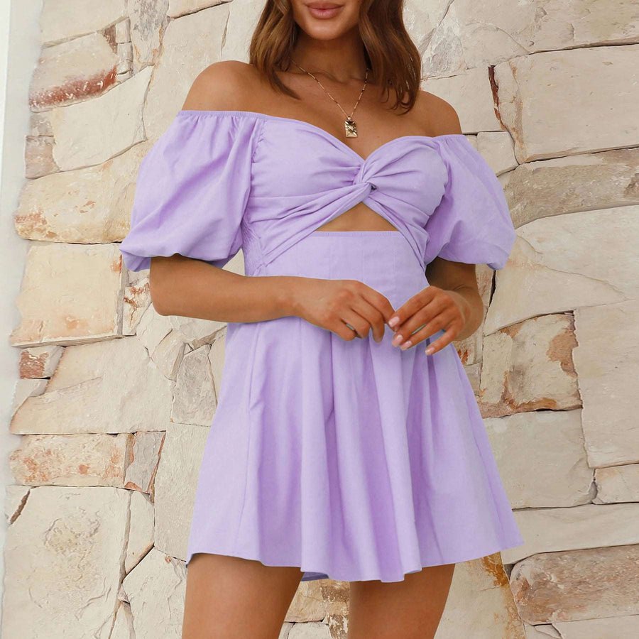 Amie's Lantern Sleeve Pleated Short A Line Dress