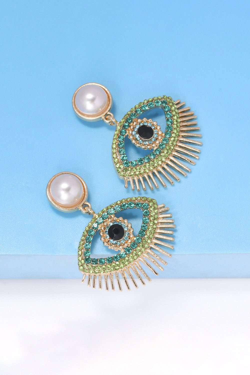 Evil Eye Shape Rhinestone Zinc Alloy Synthetic Dangle Earrings - London's Closet Boutique