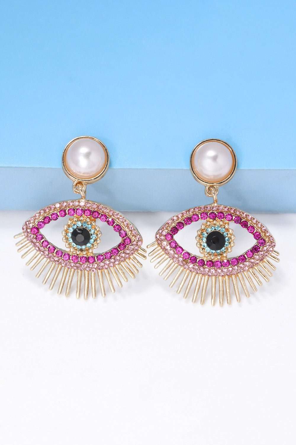 Evil Eye Shape Rhinestone Zinc Alloy Synthetic Dangle Earrings - London's Closet Boutique