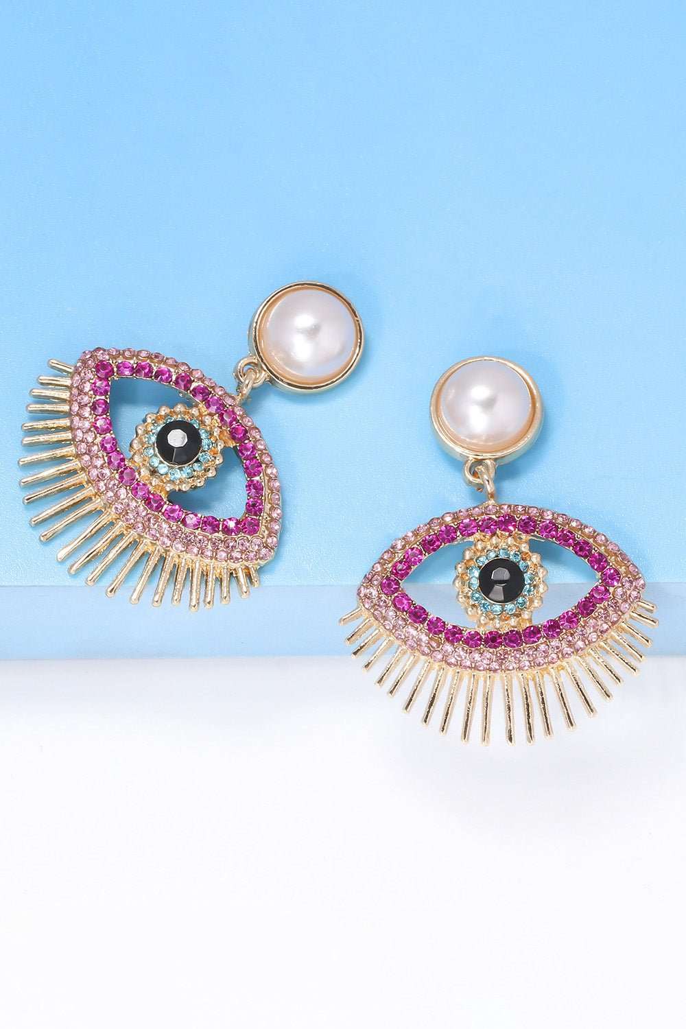 Evil Eye Shape Rhinestone Zinc Alloy Synthetic Dangle Earrings - London's Closet Boutique