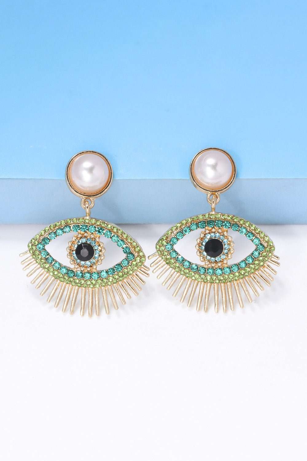 Evil Eye Shape Rhinestone Zinc Alloy Synthetic Dangle Earrings - London's Closet Boutique