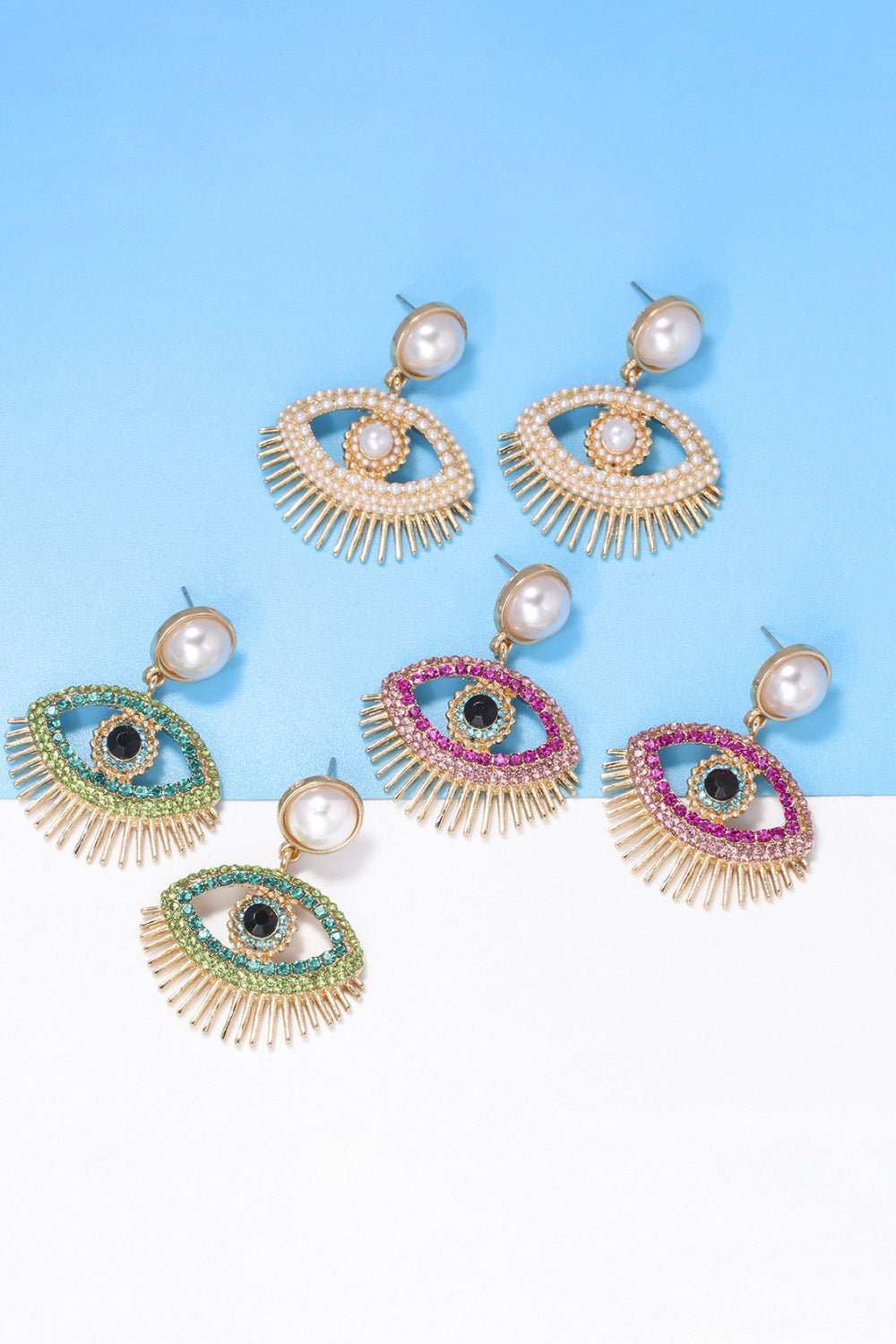 Evil Eye Shape Rhinestone Zinc Alloy Synthetic Dangle Earrings - London's Closet Boutique