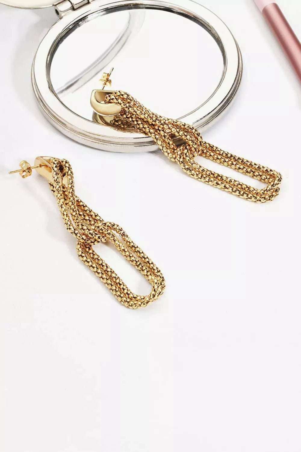 Gold-Plated D-Shaped Drop Earrings - London's Closet Boutique