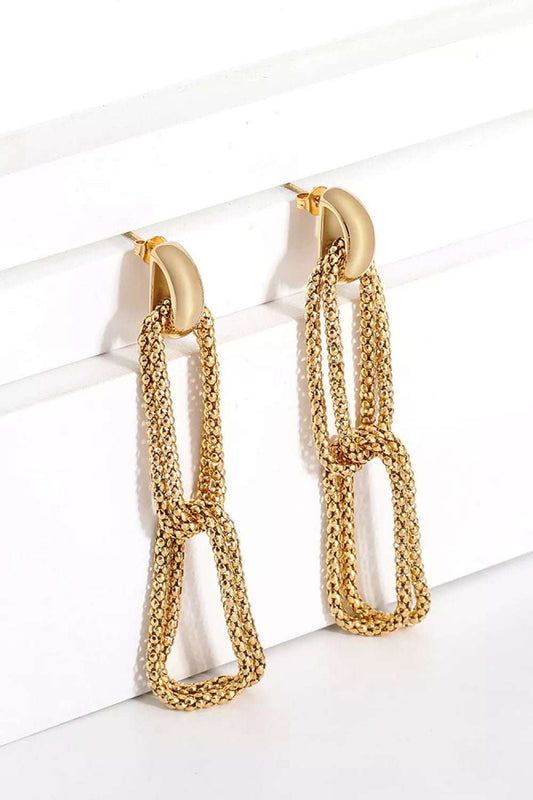 Gold-Plated D-Shaped Drop Earrings - London's Closet Boutique