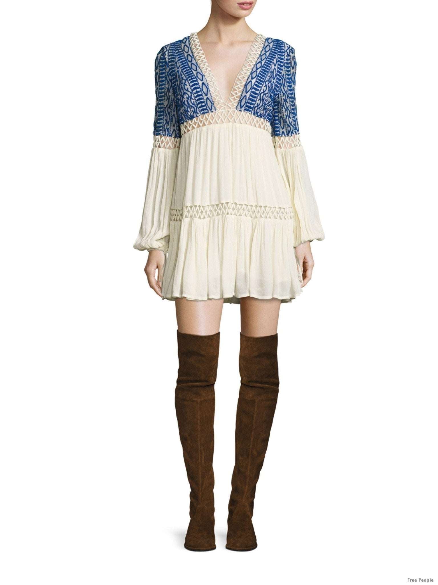 Kristen's Bohemian Embroidered Tracing Dress - London's Closet Boutique