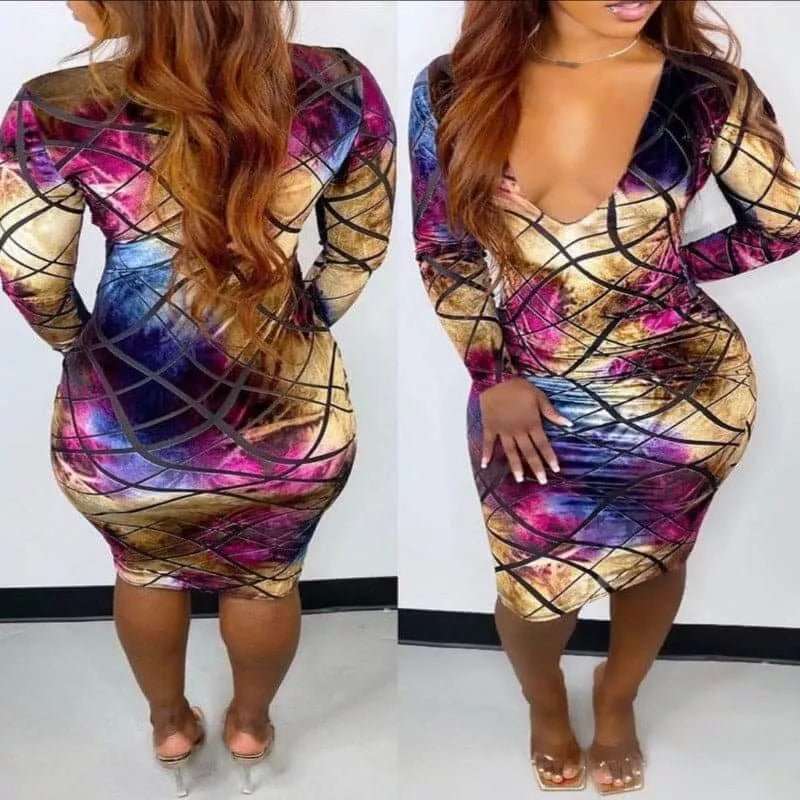 Mesmerize Printed Long Sleeve Dress - London's Closet Boutique