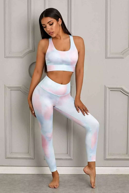 Printed Sports Bra and Leggings Set - London's Closet Boutique