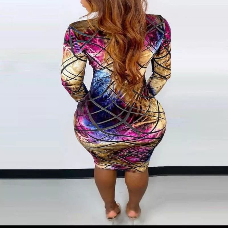 Mesmerize Printed Long Sleeve Dress - London's Closet Boutique