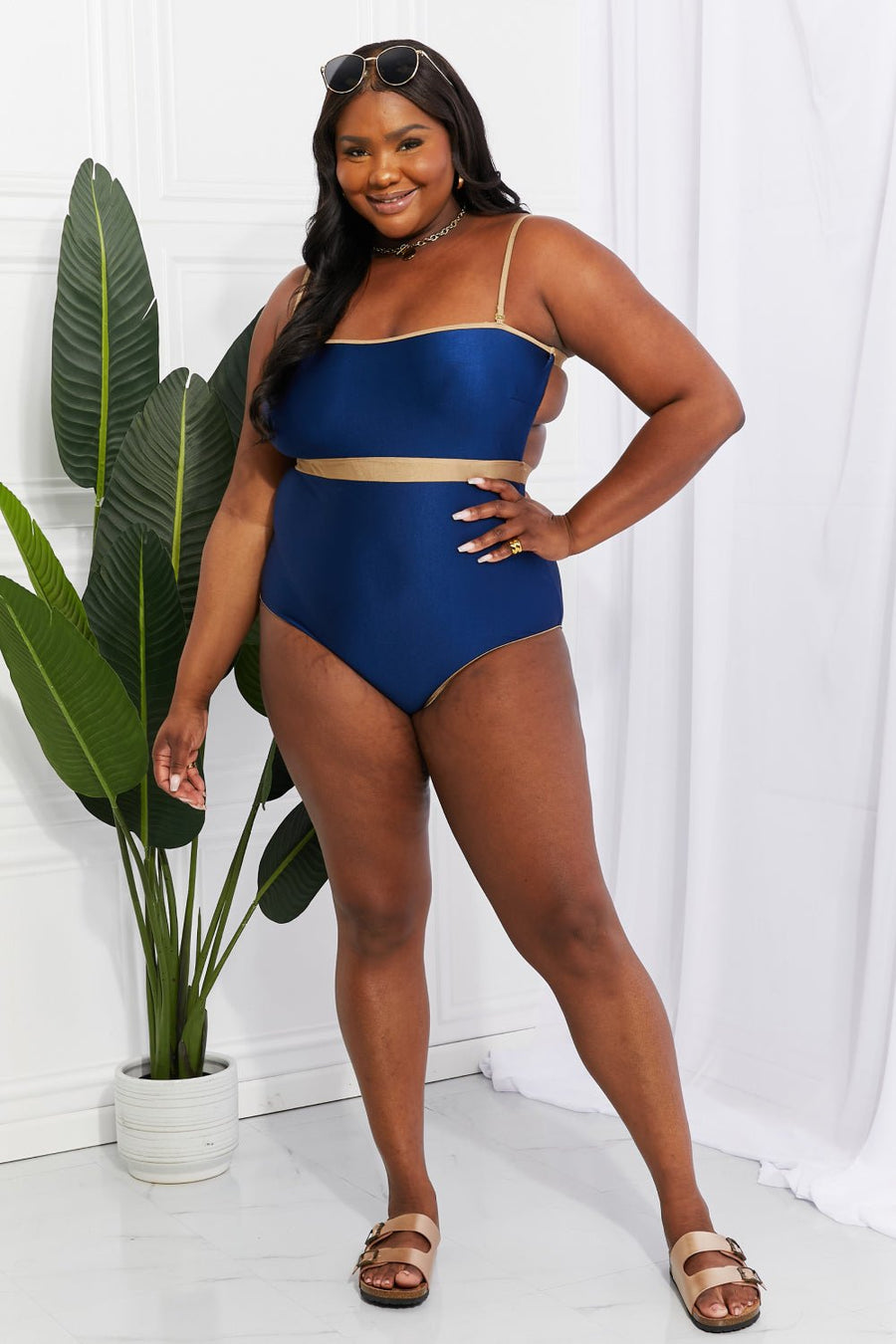 Swim Wave Break Contrast Trim One-Piece - London's Closet Boutique