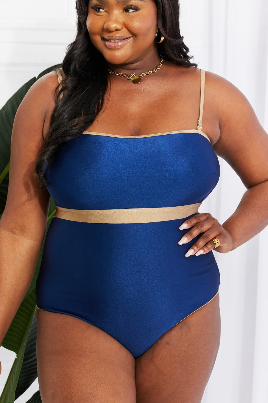 Swim Wave Break Contrast Trim One-Piece - London's Closet Boutique