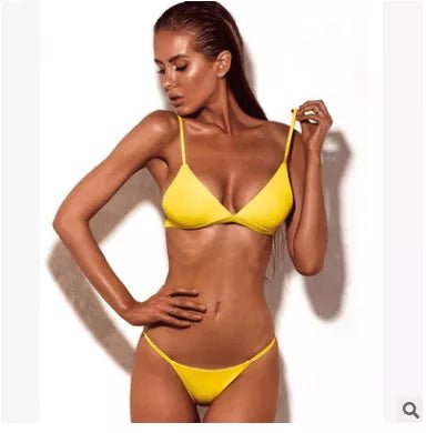 Women Split Pure Color Bikini Swimsuit - London's Closet Boutique